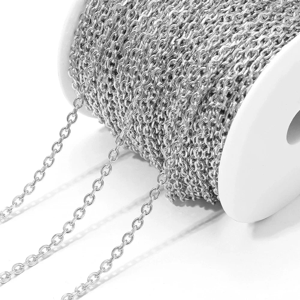 Silver cross O-link chain, round links for DIY jewelry making