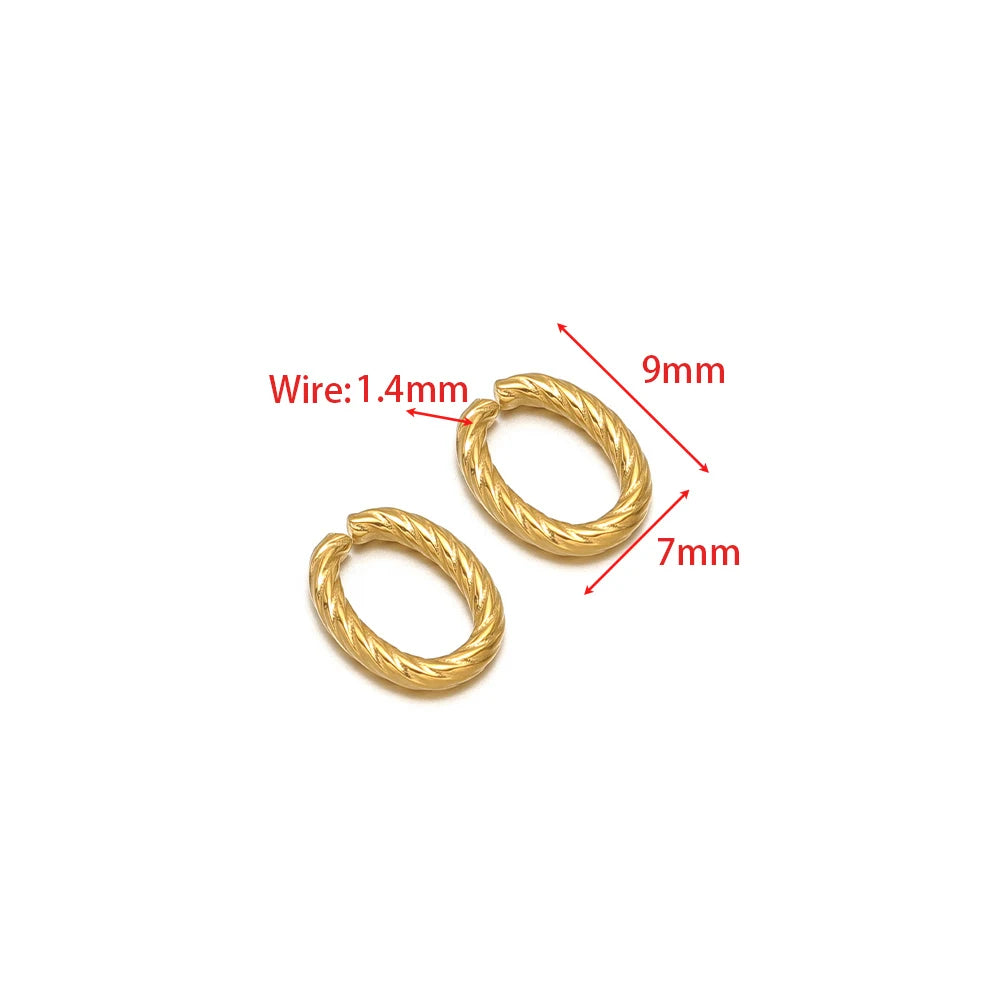 Twist-open oval connector charm, braided oval loop, gold tone