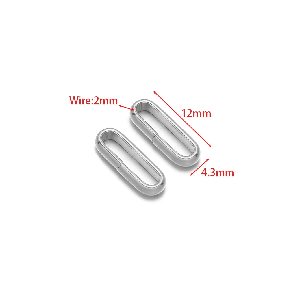 Silver oval twist-open connector charm, 12mm length, 4.3mm width