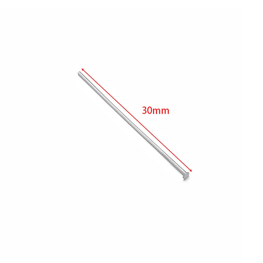 Silver T-eye pin with ball head and loop eye, length 30mm