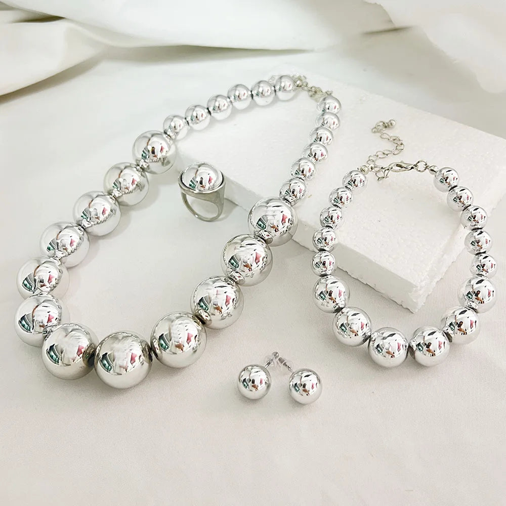 Big Pearl Choker Necklaces Bohemian Women Fashion Chunky Jewelry Sets For Bridal Wedding