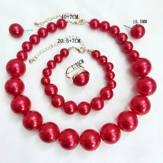 Big Pearl Choker Necklaces Bohemian Women Fashion Chunky Jewelry Sets For Bridal Wedding