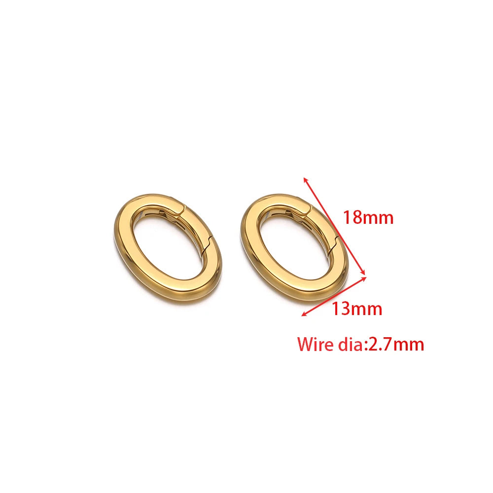 Gold heart spring buckle clasp connector, 18x13mm, 2.7mm wire