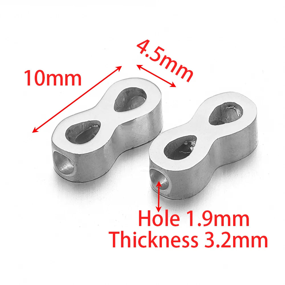 Mirror-polished stainless steel spacer beads with 1.9mm hole, 3.2mm thick