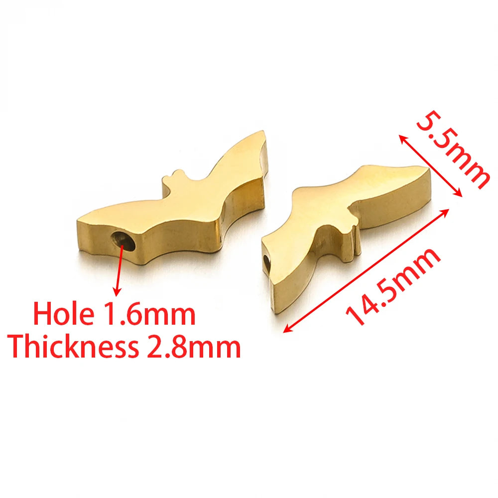 Gold-tone stainless steel spacer bead with openwork animal-ear cutout and small side hole