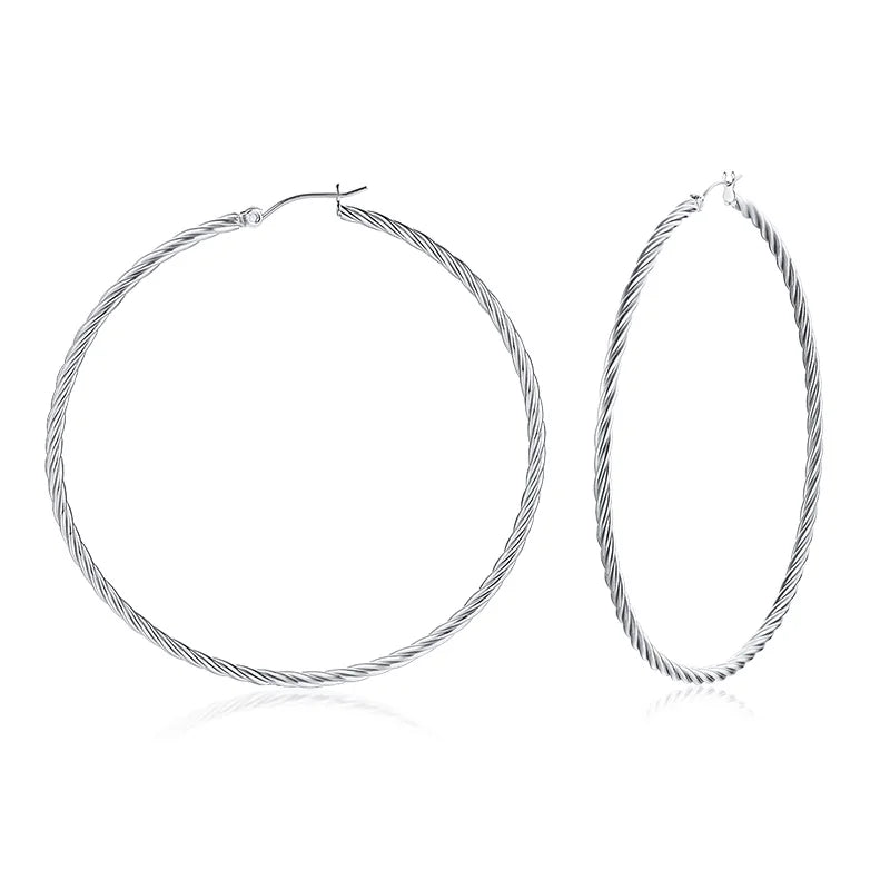 Pair of silver-tone twisted wire hoop earrings