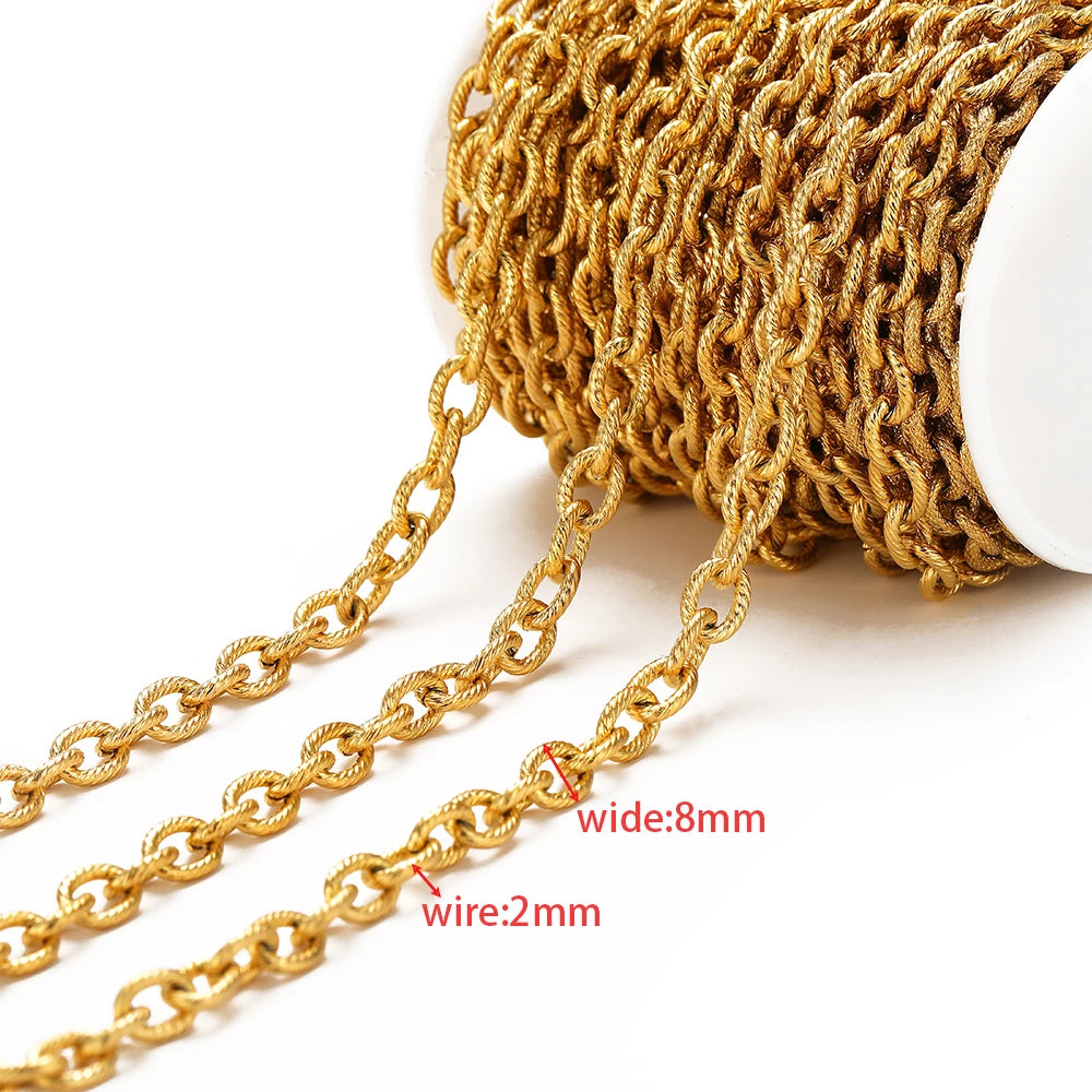 Gold Cuban link chain, 8mm wide, 2mm wire