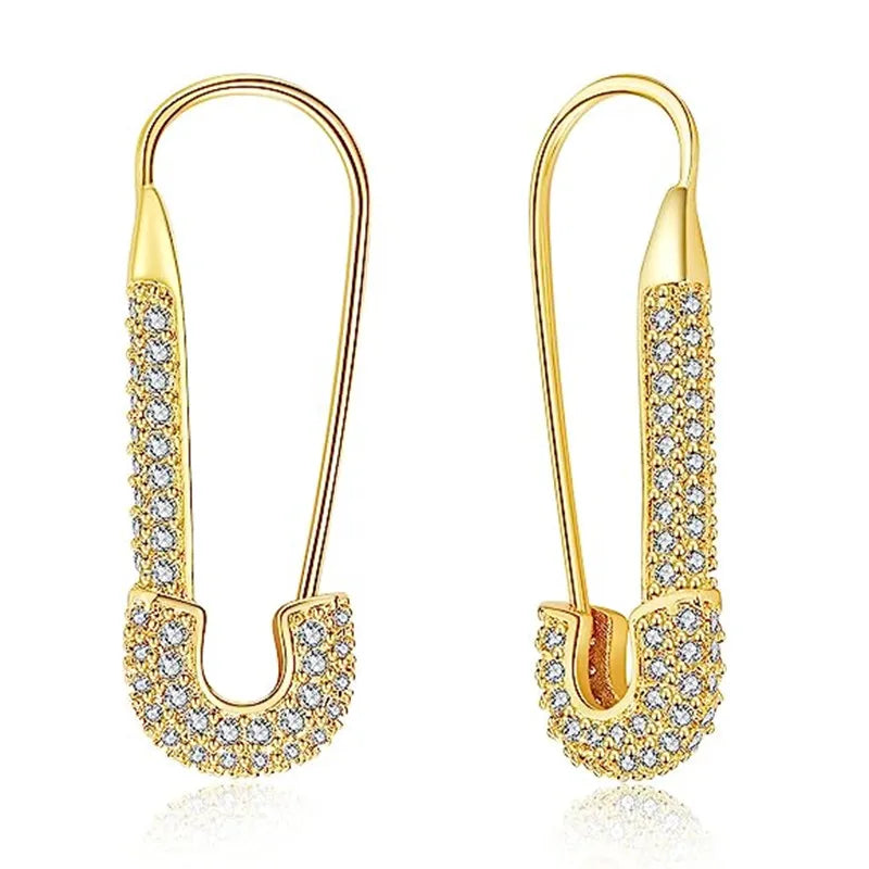 Silver /Gold Color Shiny CZ Chic Clips Earrings for Women