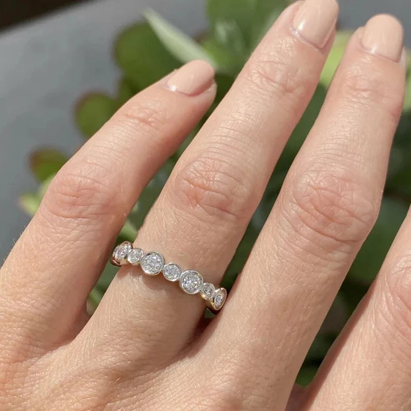 Silver/Gold Color Round Cubic Zirconia Ring for Women Daily Wear Luxury Jewelry