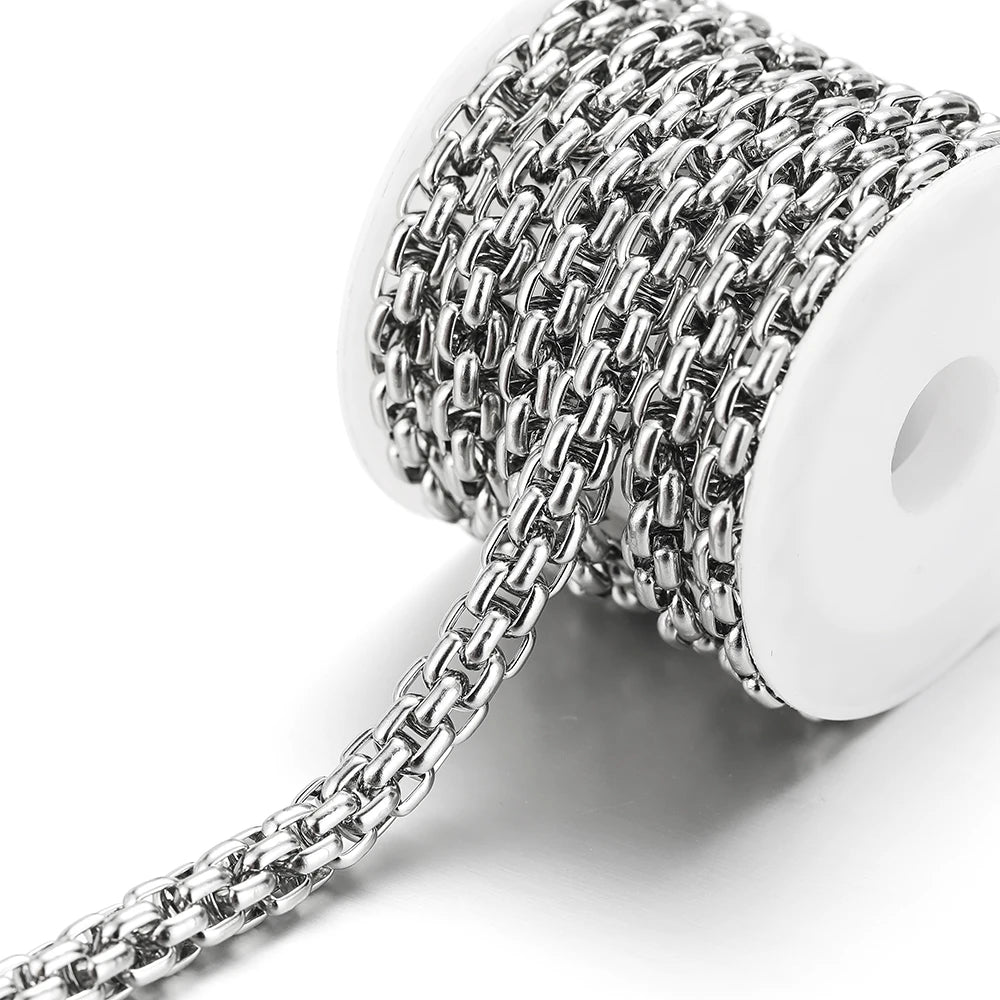 Stainless steel punk chain with rectangular curb links for DIY jewelry making