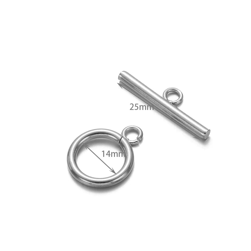 Silver-tone OT clasp connector with 14mm ring loop and 25mm bar length