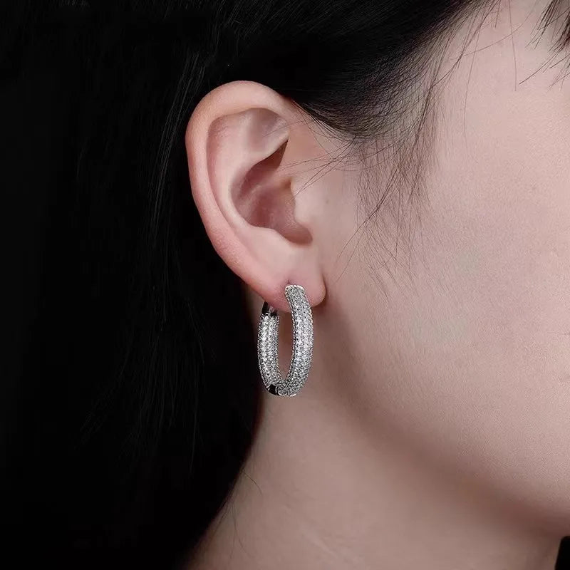 Fashion Shining Zirconia Circle Round Hoop Earrings For Women Party Jewelry