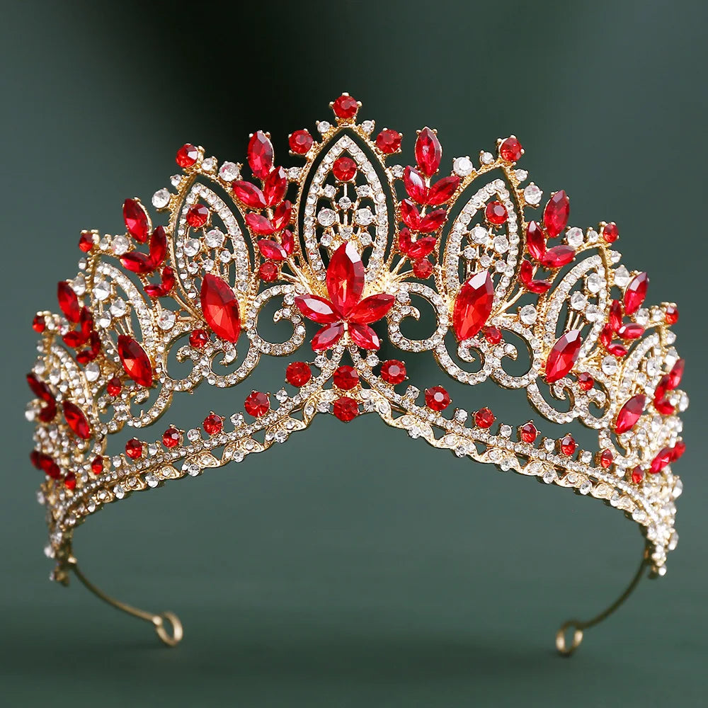 Baroque Purple Crystal Wedding Crowns Rhinestone Bridal Tiaras Pageant Diadem Miss Universe Wedding Hair Jewelry Accessories
