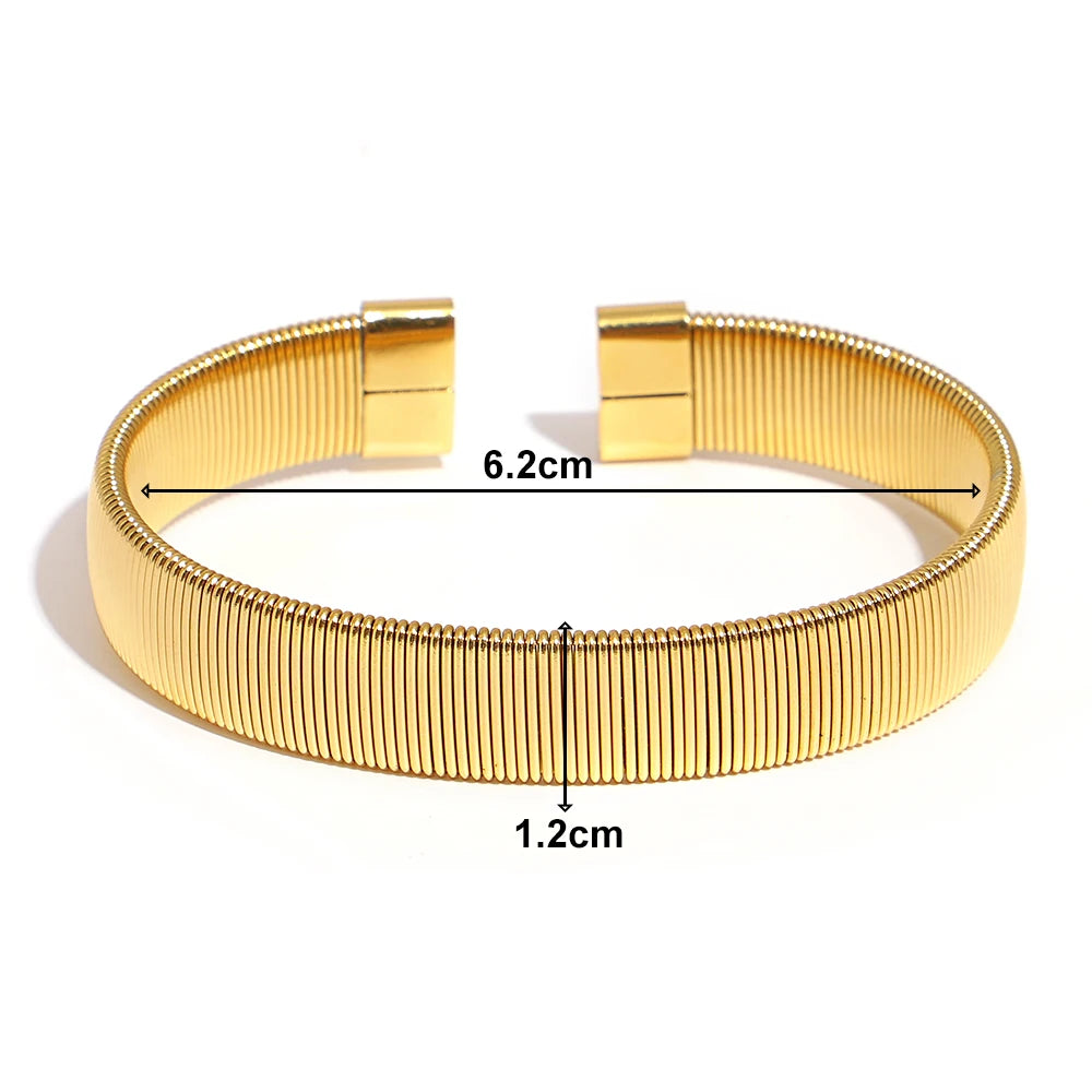 Vintage Gold Plated Stainless Steel Weave Bracelet for Women Men Exquisite Chunky Cuff Bangle Bracelets Waterproof Jewelry