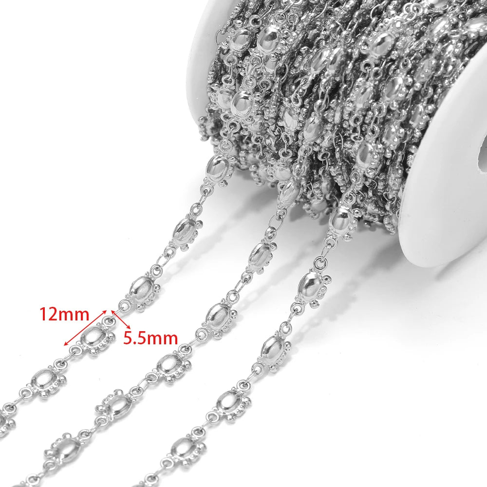 Silver starfish charm chain detail; links measure 12mm and 5.5mm