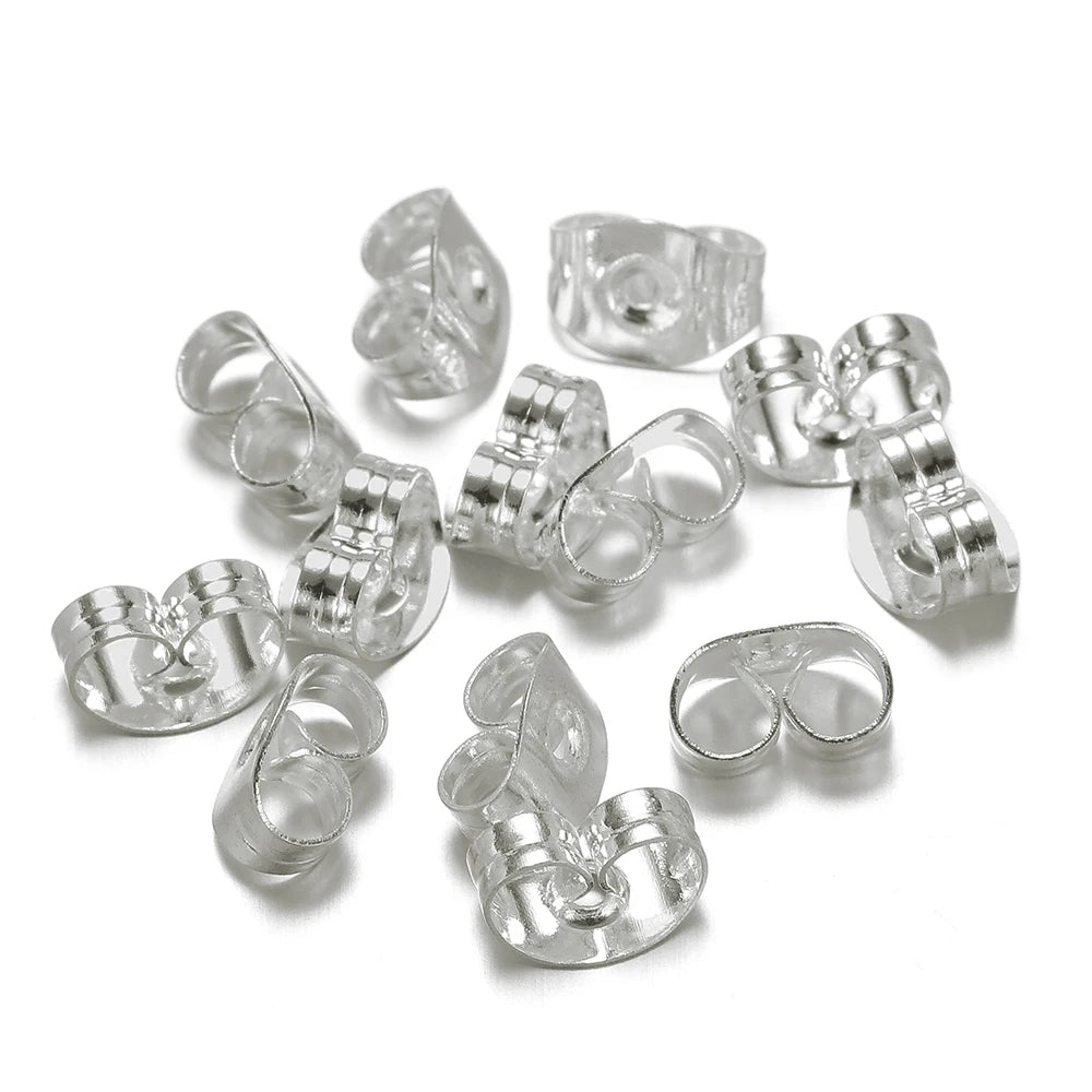 Silver stainless steel butterfly earring back stoppers, multiple pairs