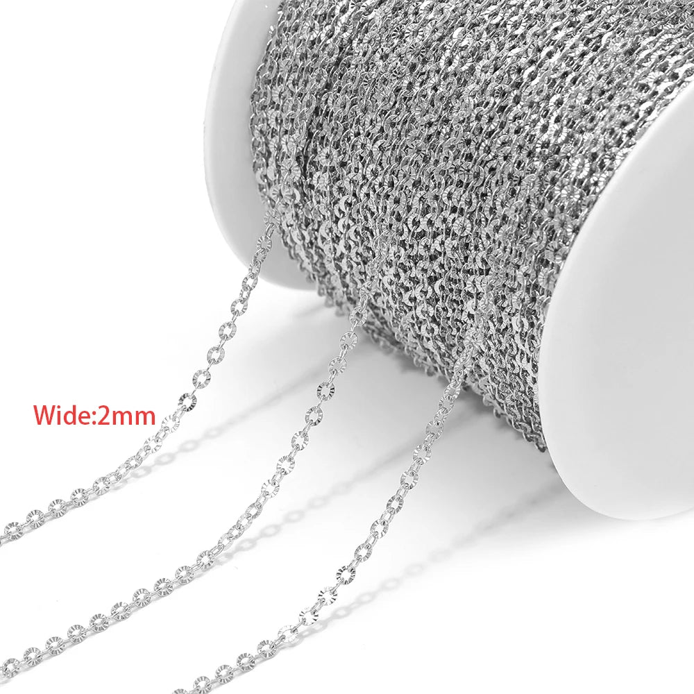 2mm silver-tone textured chain on spool with small round links