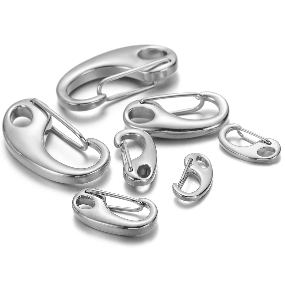 Silver-tone lobster clasps, D-ring connector hooks set of 5