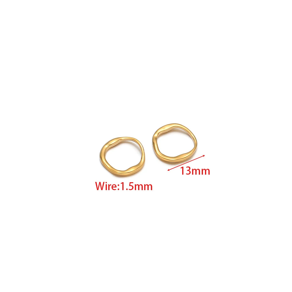 Two gold-tone open ring charms, 13mm; wire 1.5mm