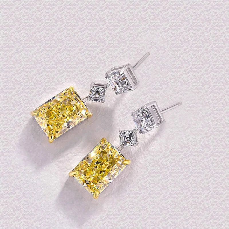 Yellow Cubic Zircon Dangle Earrings Temperament Daily Wear Jewelry for Women m09