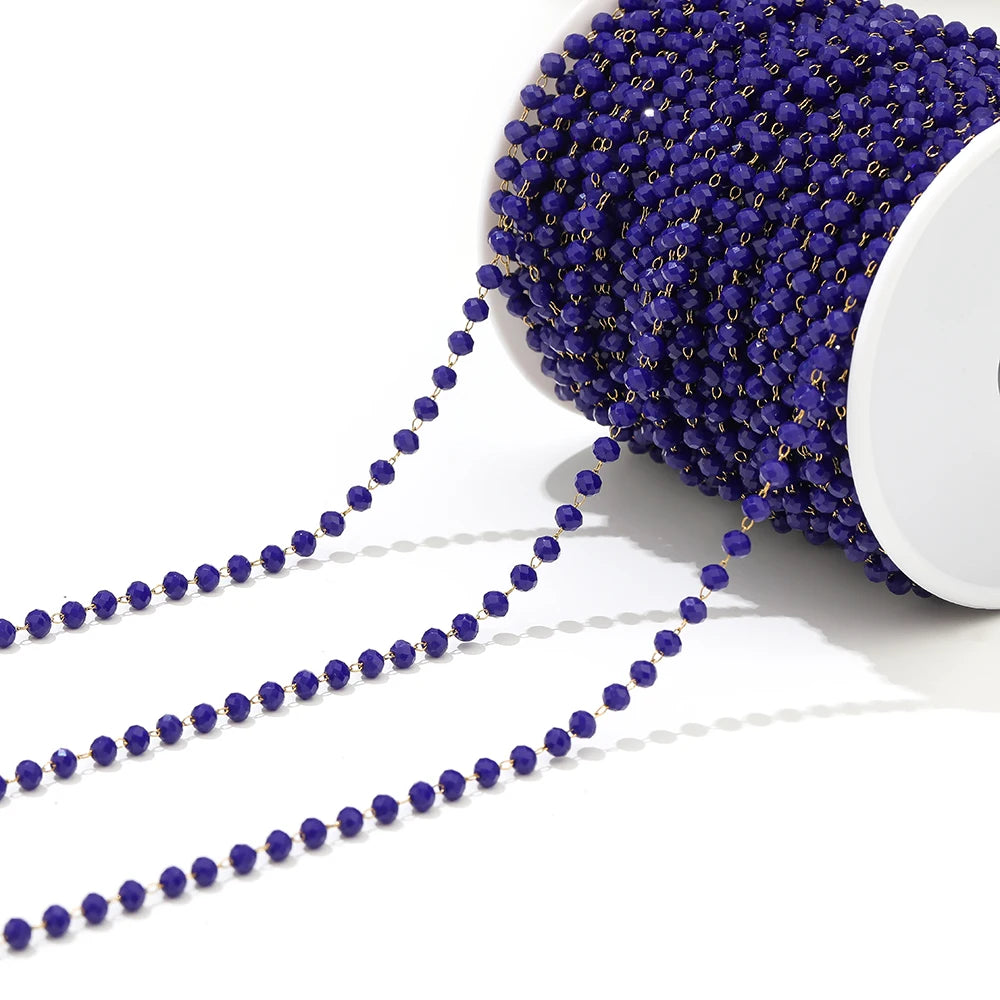 3mm faceted beaded chain with royal blue beads