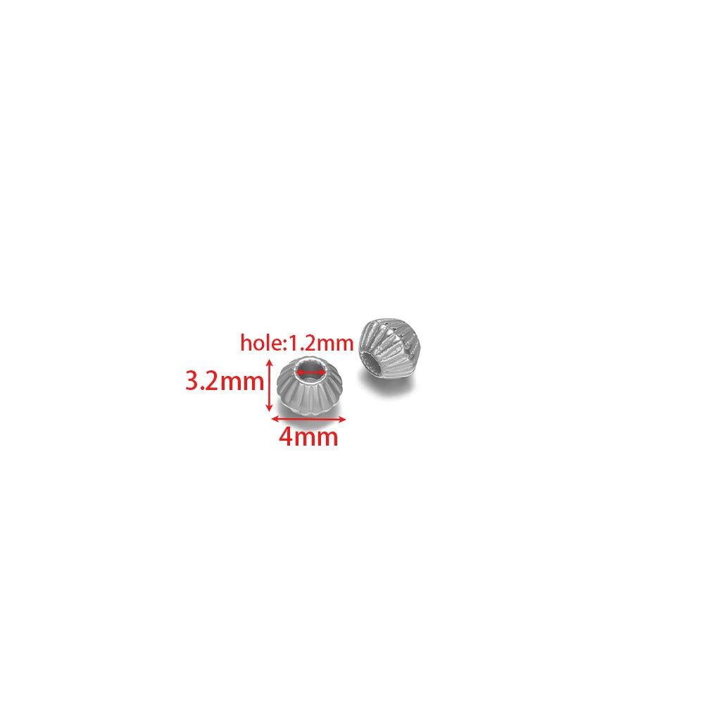 Small silver-toned pumpkin spacer bead, 4mm x 3.2mm, 1.2mm hole