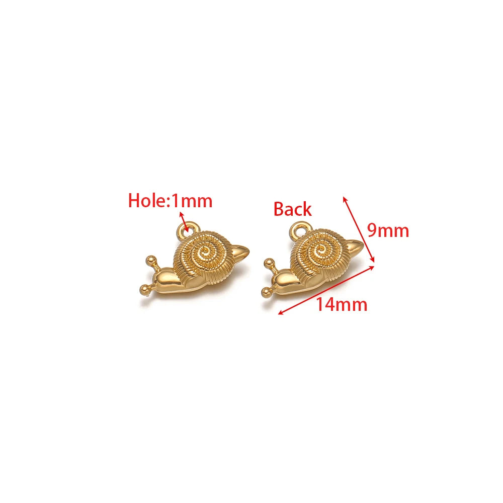 Gold-tone snail charms with 1mm hole for DIY jewelry making