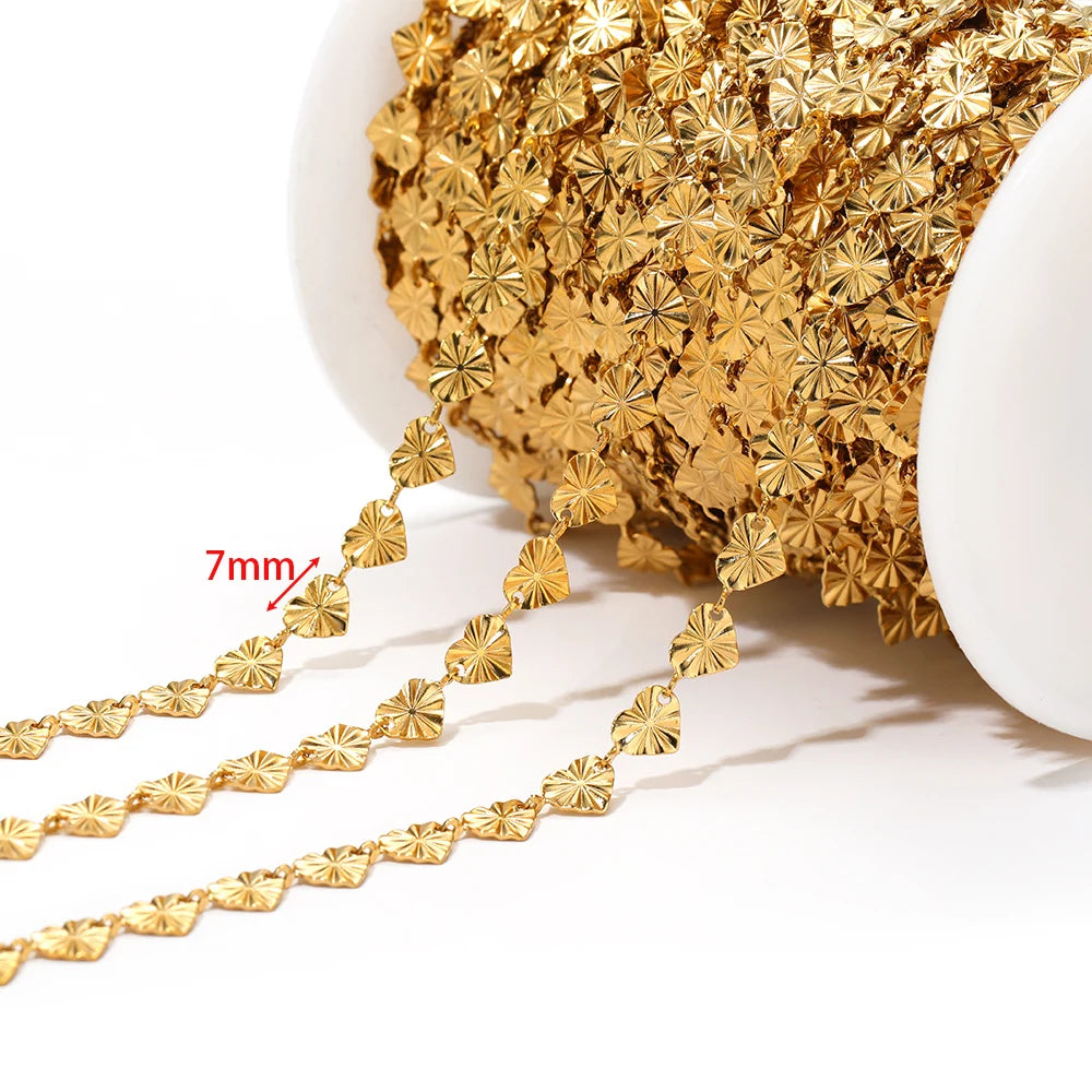 1 Meter Waterproof Stainless Steel Sweet Heart Chains Gold Color Chains for Women Jewelry DIY Making Necklace Bracelet Material