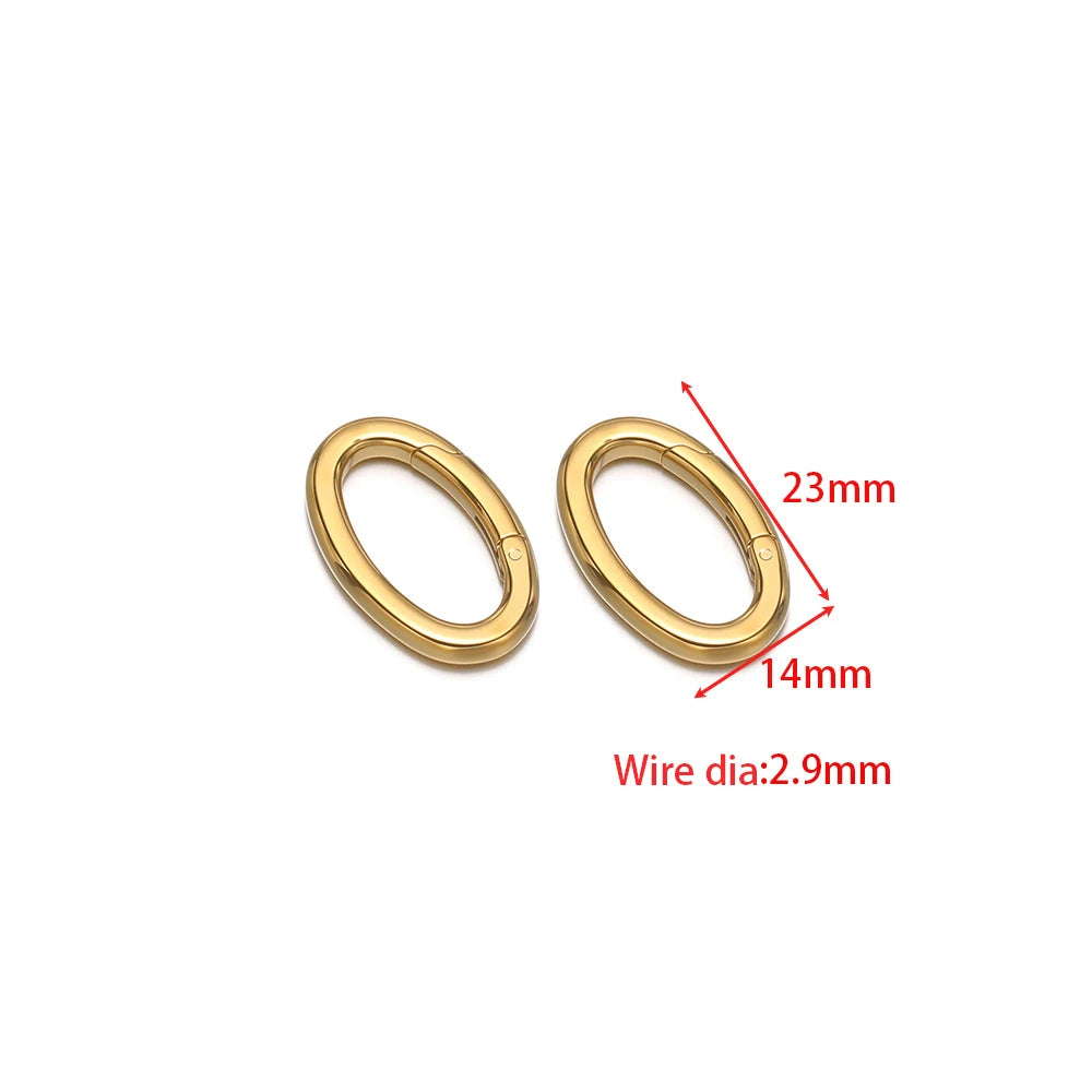 Gold heart spring buckle clasp connector, 23x14mm, 2.9mm wire