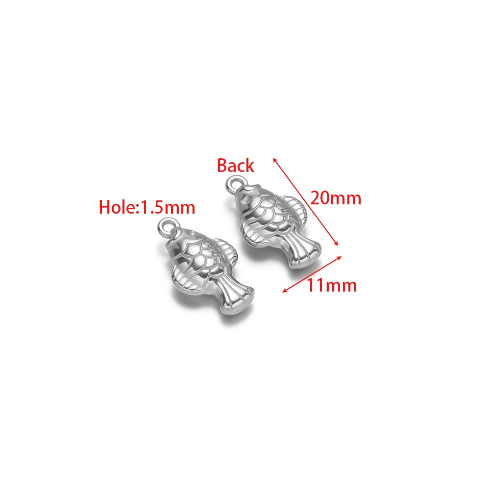 Silver-tone 3D fish charms, two solid fish pendants with small loops