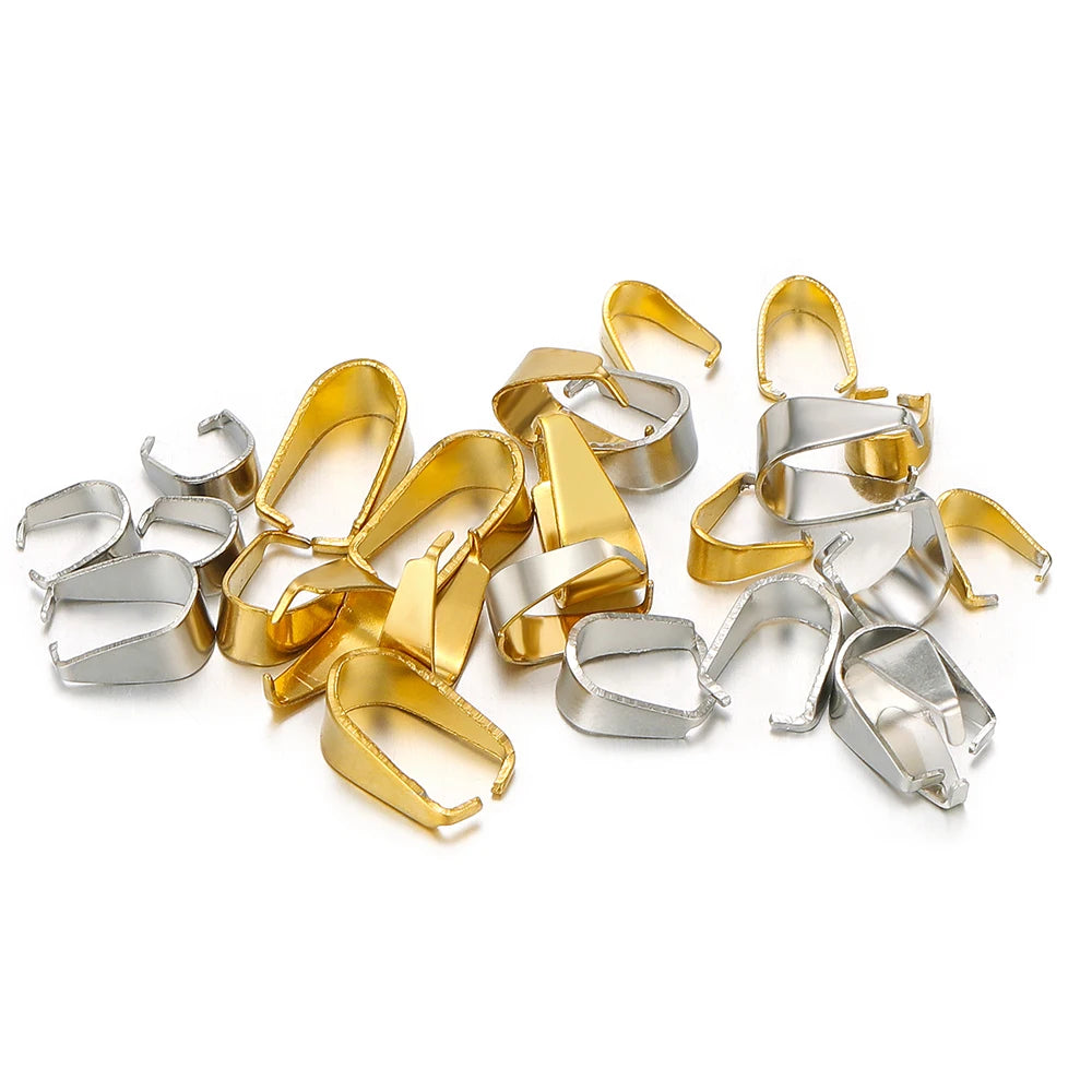 Mixed gold and silver clip clasp connectors, open U-style findings
