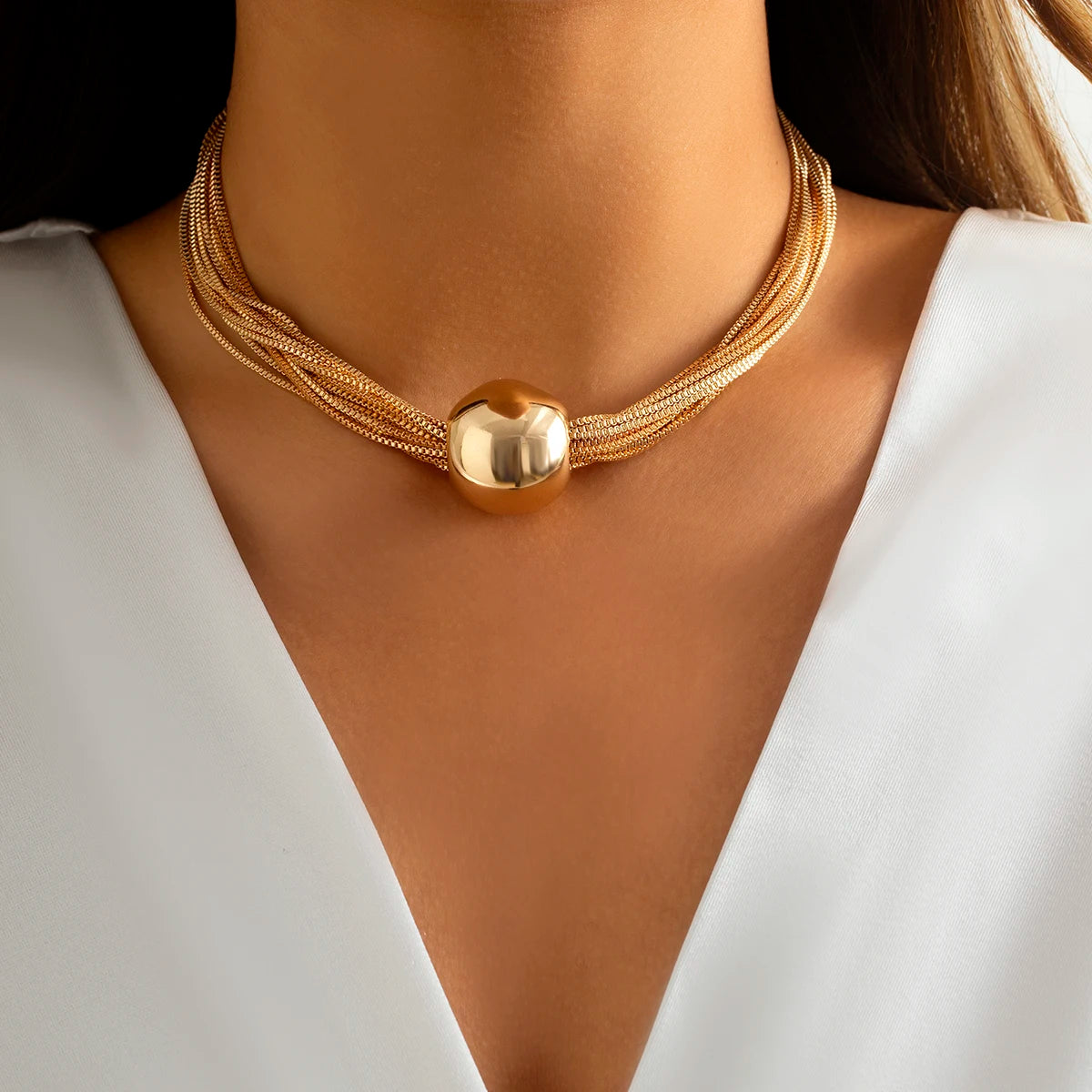 Trendy Statement Thick Chain Necklace Punk Chunky Chian Knotted Short for Women Jewelry