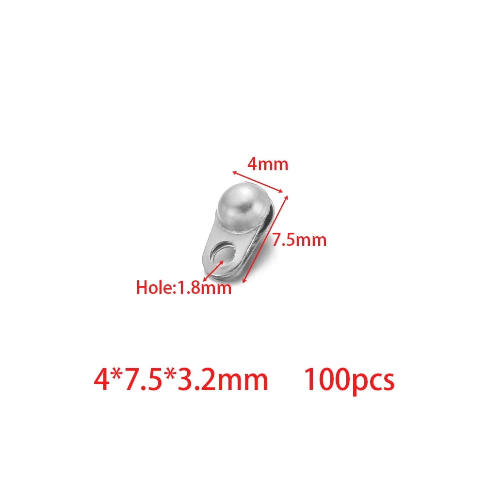 Silver end crimp clasp hook beads, 4x7.5x3.2mm, 1.8mm hole, 100pcs