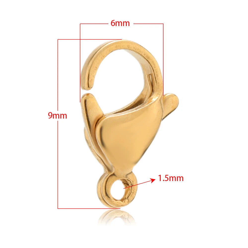 Rose gold lobster clasp hook connector with round eye loop for necklace bracelets