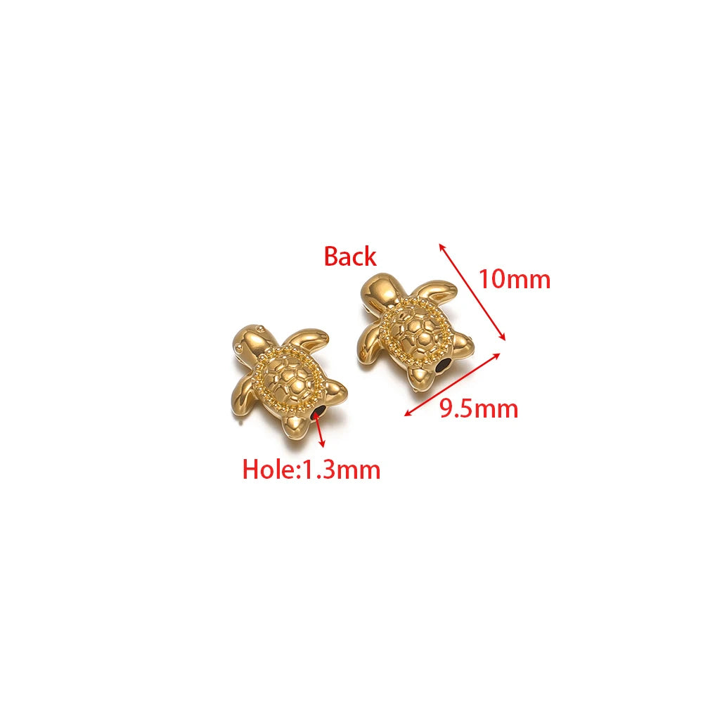 Gold-tone sea turtle charms with 1.3mm hole for DIY jewelry making