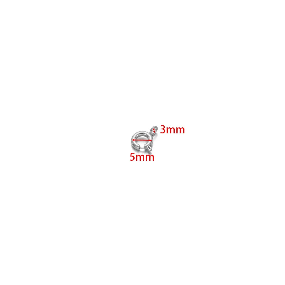 Steel spring clasp round hook connector, 5mm ring, 3mm clip.