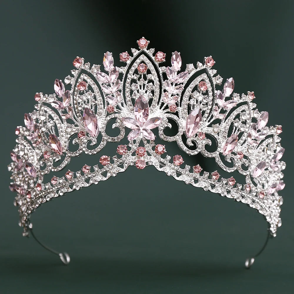 Baroque Purple Crystal Wedding Crowns Rhinestone Bridal Tiaras Pageant Diadem Miss Universe Wedding Hair Jewelry Accessories
