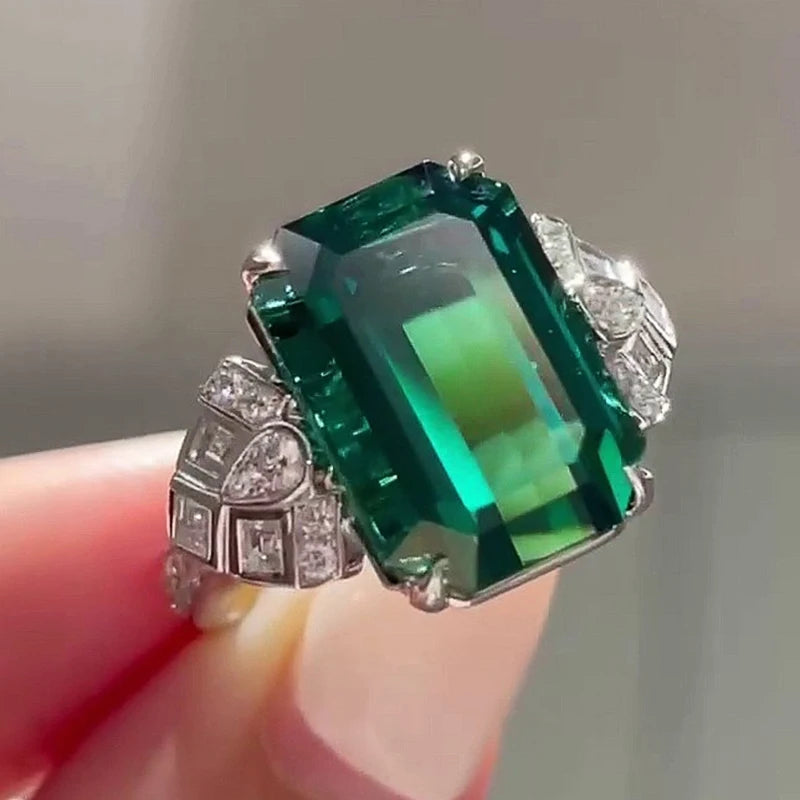 Bling Bling Green Cubic Zirconia Rings for Women Wedding Band Jewelry