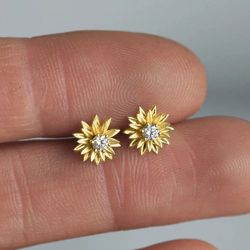 Handcrafted Fancy Dainty Flower Stud Earrings for Women Daily Wear Jewelry Gift m07