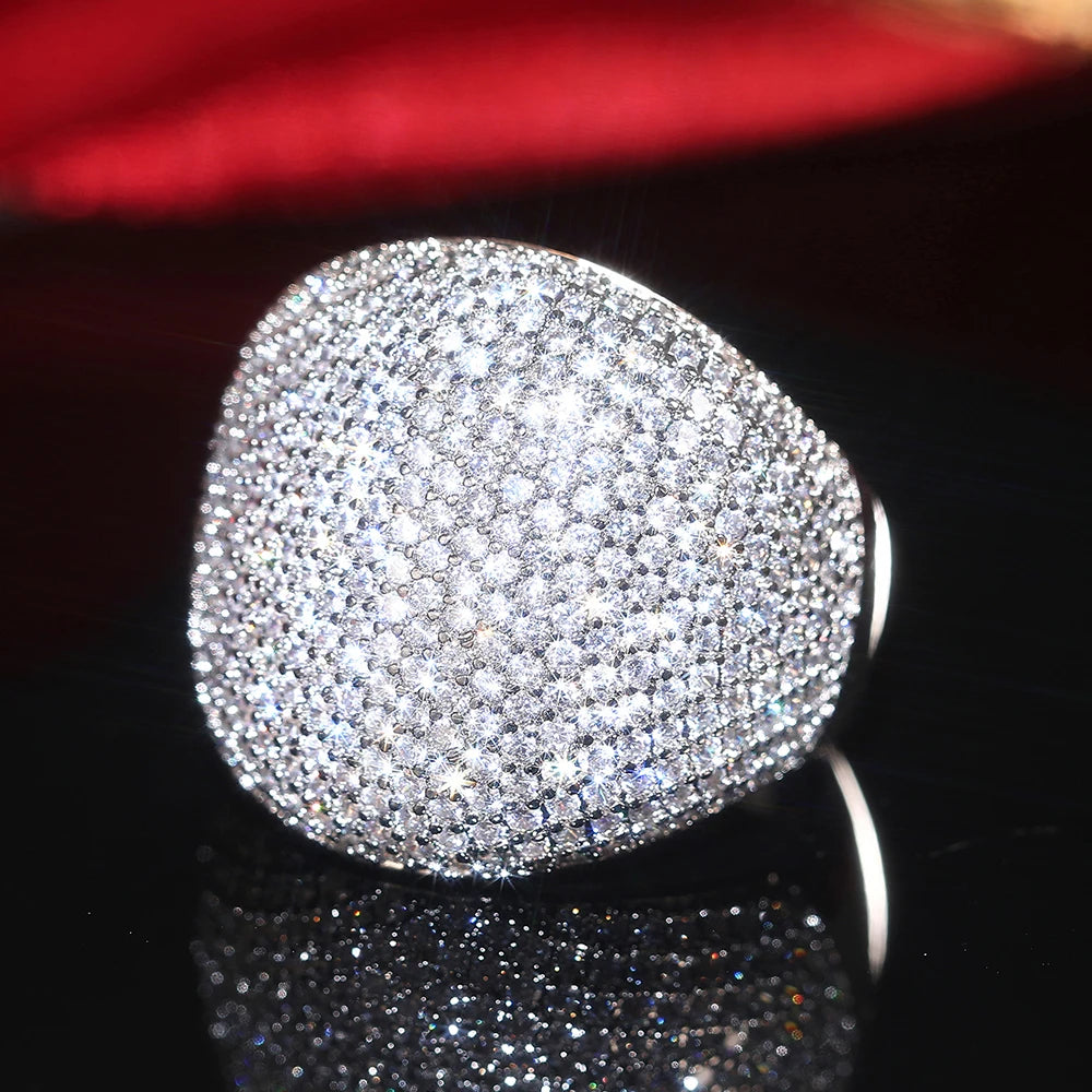 Pavé cubic zirconia ring with large teardrop-shaped top