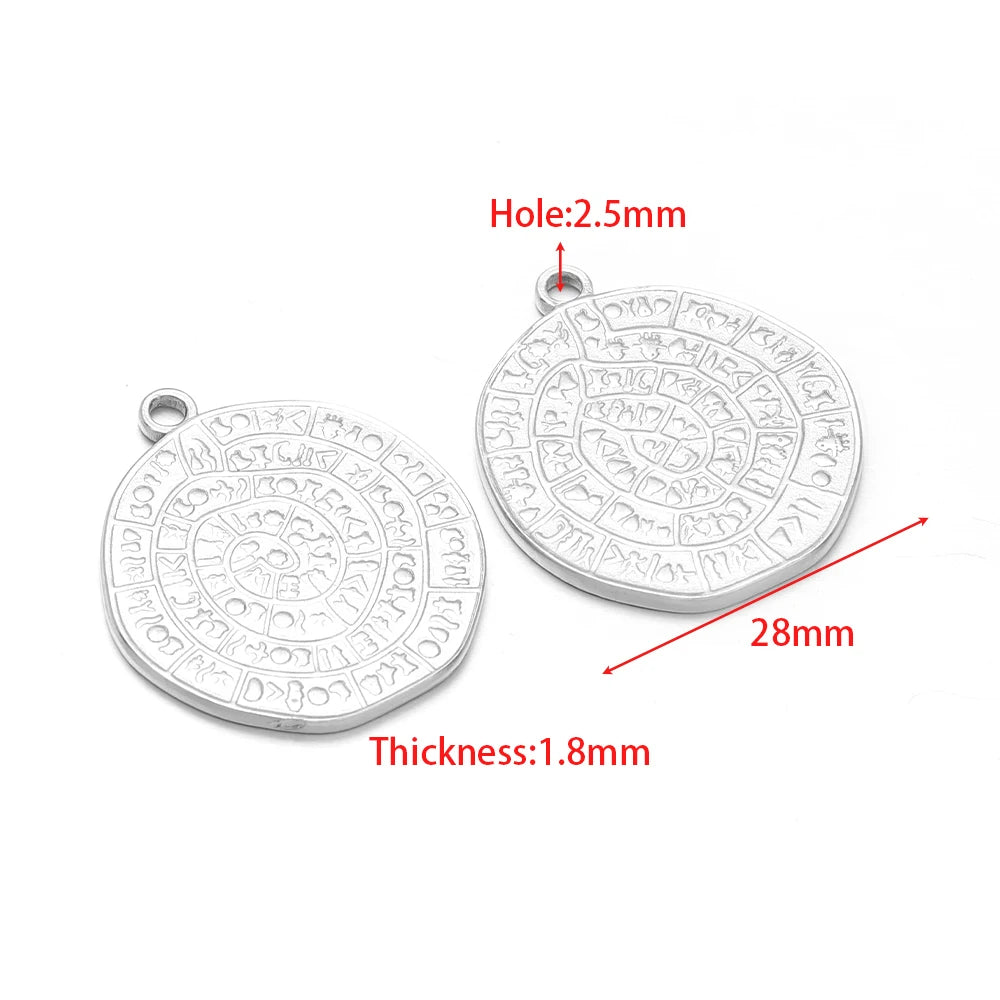 5pcs Waterproof Stainless Steel Embossed Charms Retro Viking Rune Pendant for DIY Jewelry Making Bracelet Necklace Material Bulk