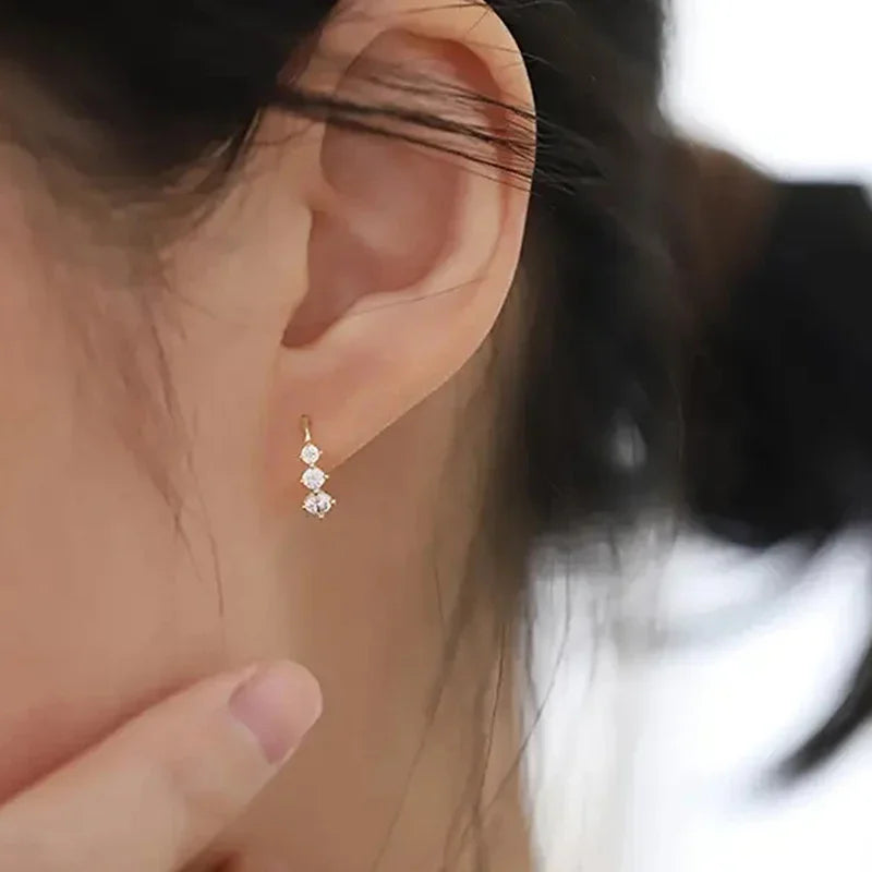 Bling Bling Cubic Zirconia Minimalist Style Stud Earrings for Women Daily Jewelry m34