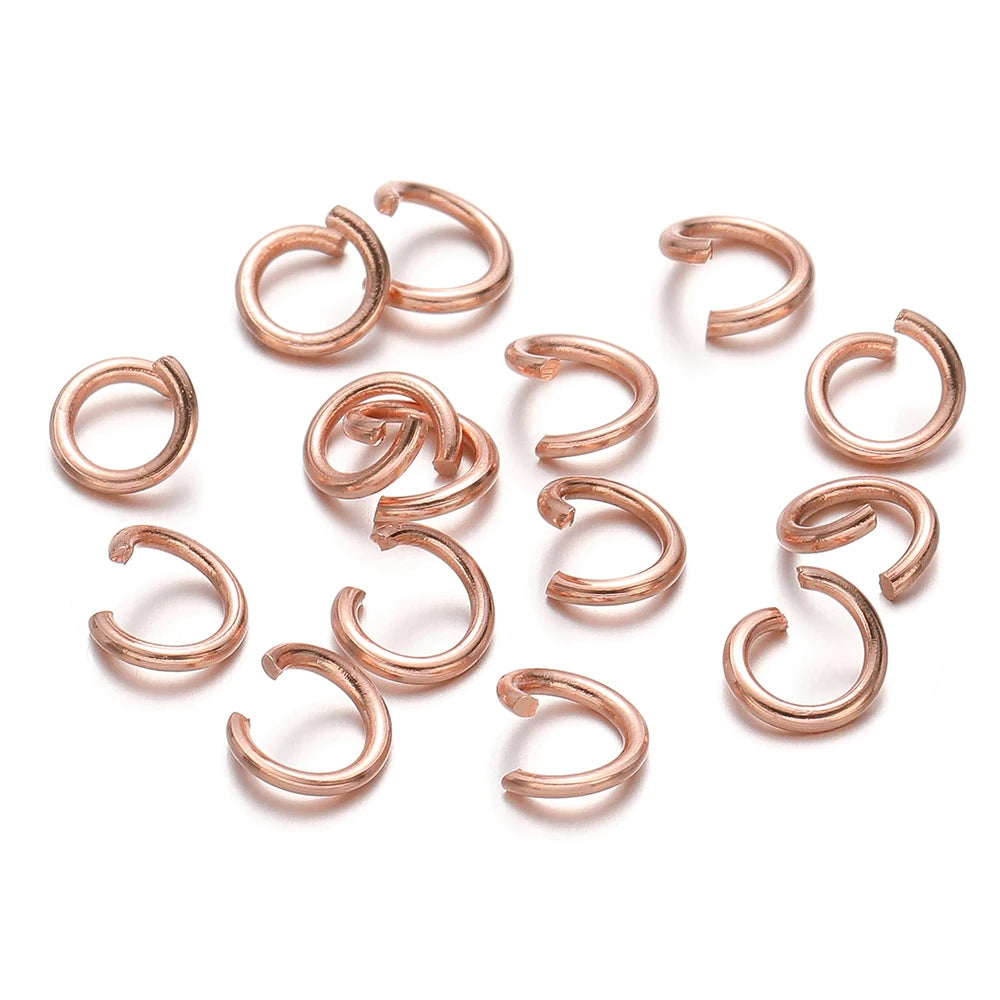 Rose gold split jump rings, small round open connectors for jewelry making