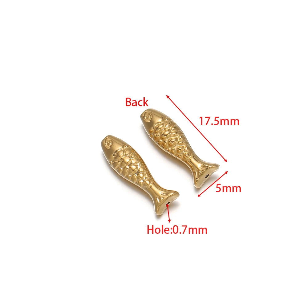 Gold-tone fish charms with 0.7mm hole for DIY jewelry making