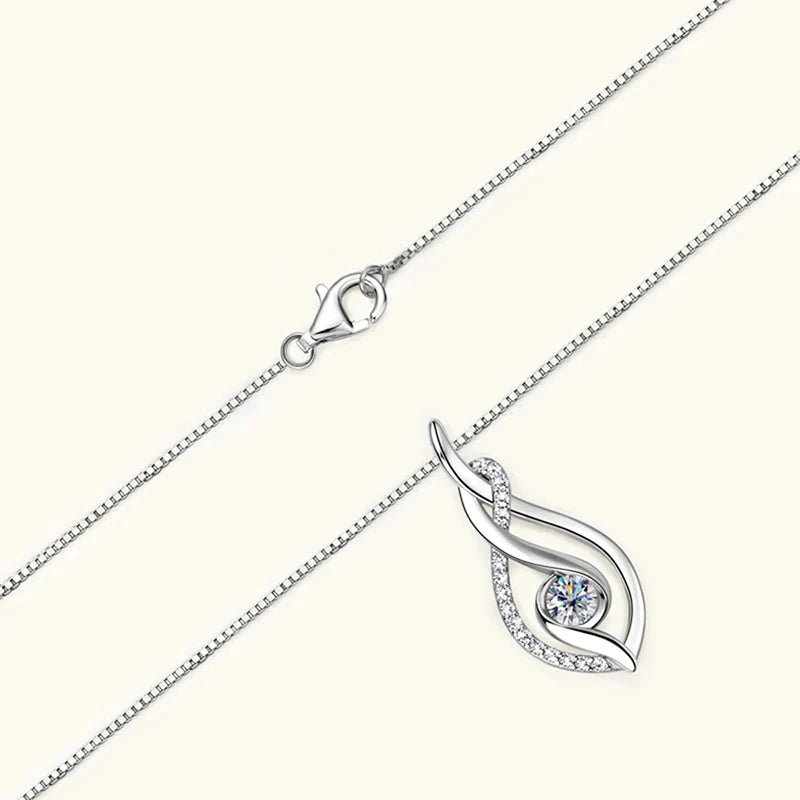 Silver /Gold Color Box Chain Zirconia Pendant Necklace for Women