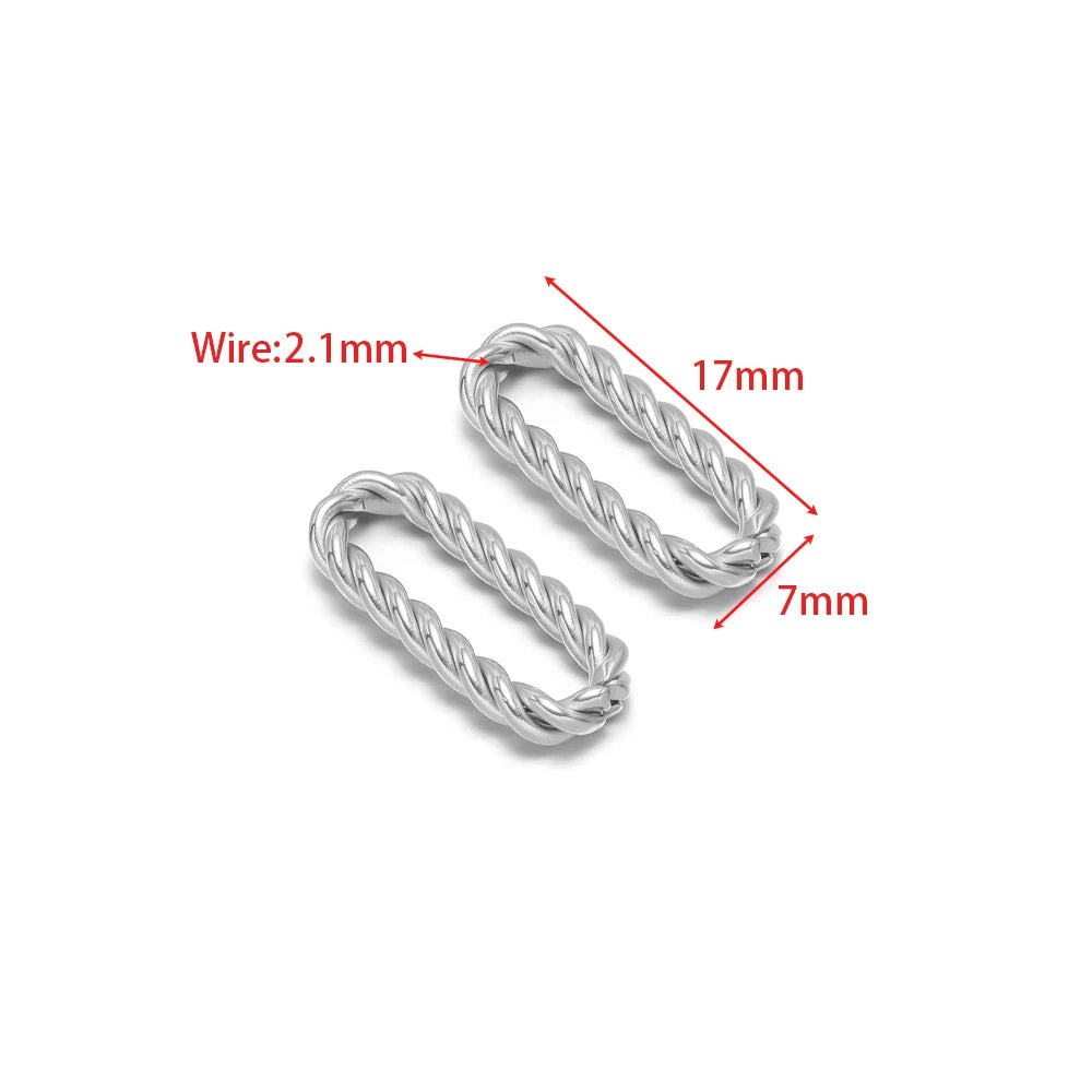Twist-open oval connector charm, braided oval loop, silver tone