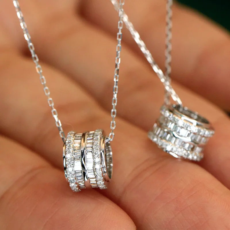 Bling Bling Crystal CZ Circle Pendant Necklace for Women Fashion Jewelry m07