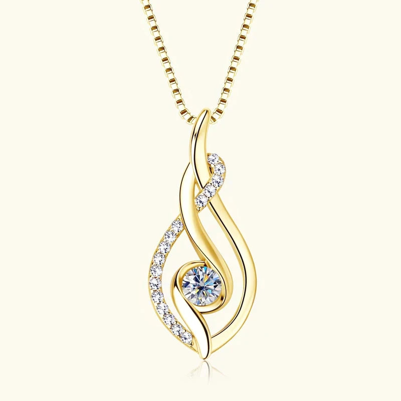 Silver /Gold Color Box Chain Zirconia Pendant Necklace for Women