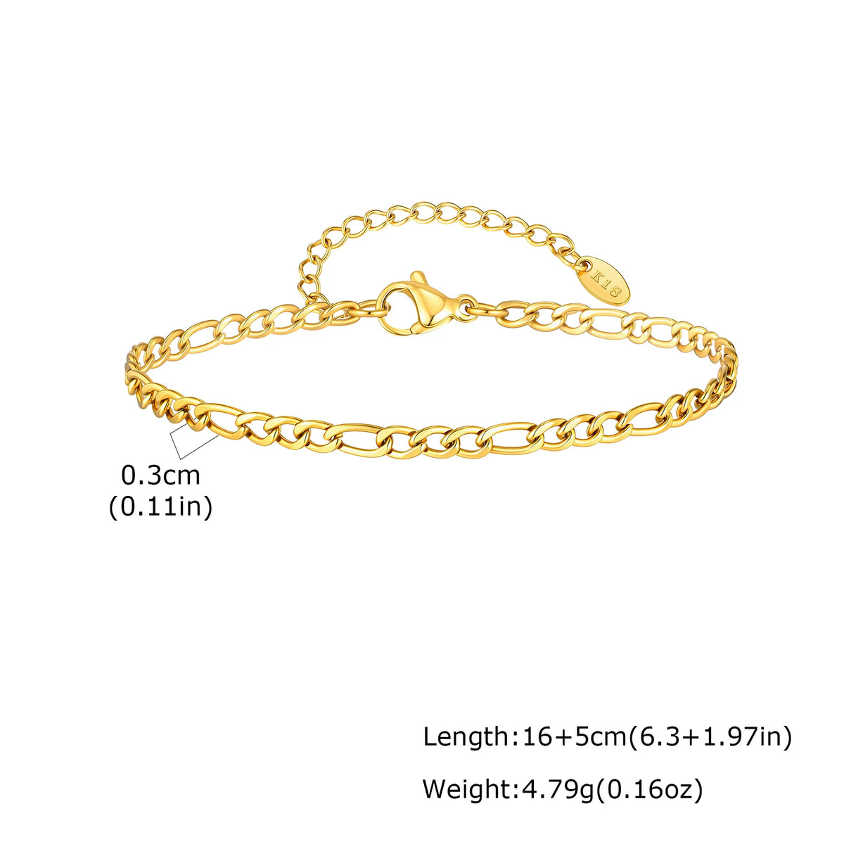 Gold chain bracelet with cross charm and small round clasp detail