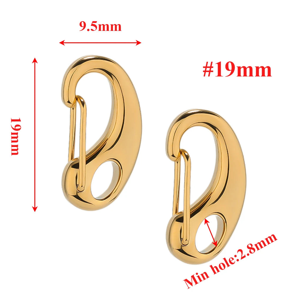 Gold lobster clasp hook connector, D-shaped hinged latch, #19mm